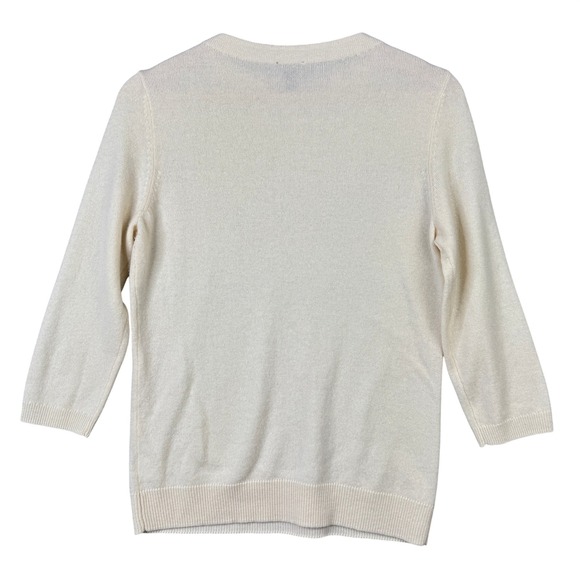 Talbots Sweaters - Talbots Petites Audrey 100% Cashmere Sweater Ivory 3/4 Sleeve Crew Neck Size SP